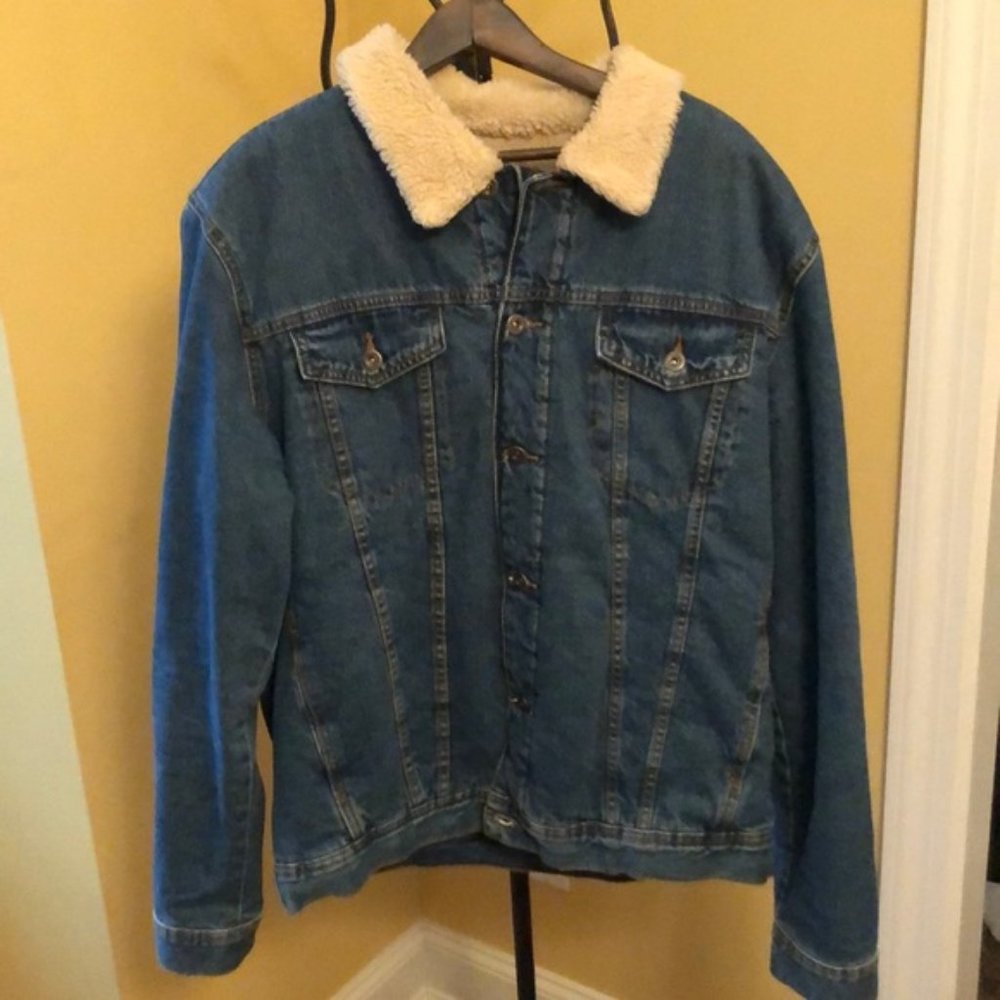 Zara Shearling Denim Jacket XL